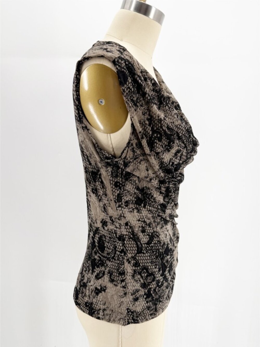 Classiques Entier Python Snake Print Cowl Neck Silk Blend Sleeveless Top M - Picture 2 of 8